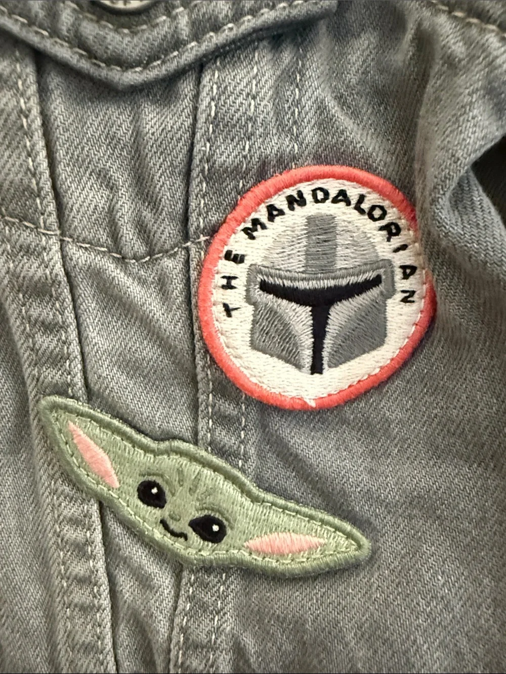GAP Gray Kids Denim Jacket with The Child & Patch Details